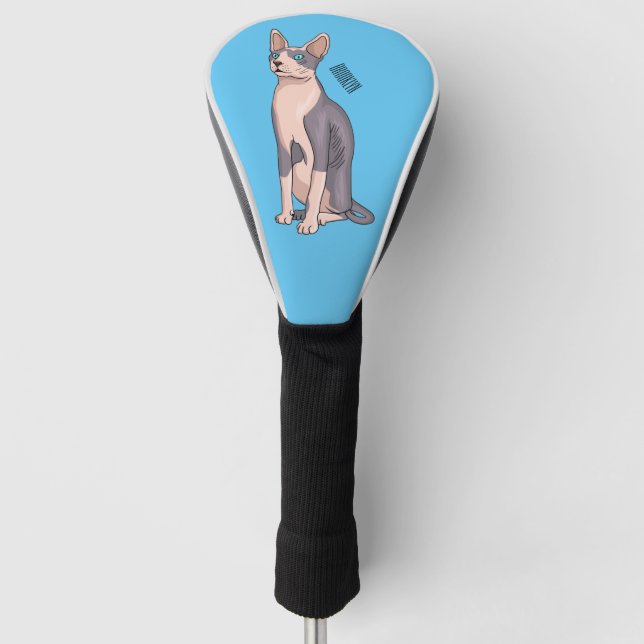 Sphynx cat cartoon illustration golf head cover (Front)