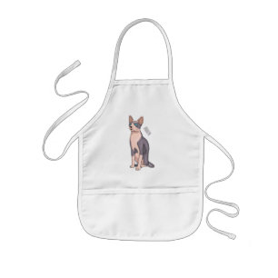 Sphynx cat cartoon illustration kids apron