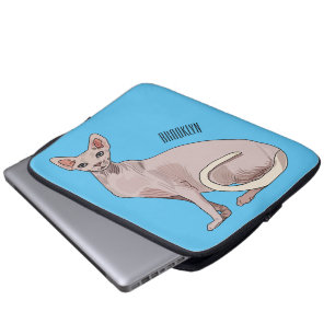 Sphynx cat cartoon illustration  laptop sleeve
