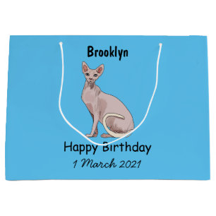 Sphynx cat cartoon illustration large gift bag