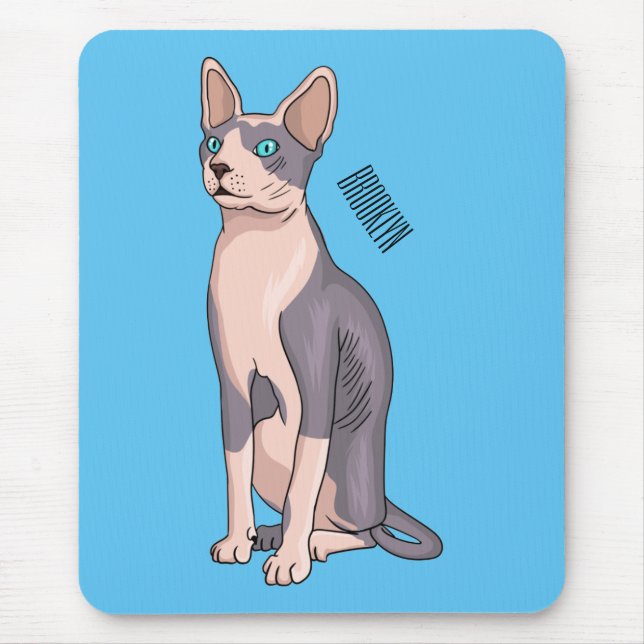 Sphynx cat cartoon illustration mouse pad (Front)