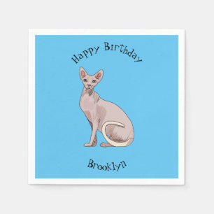 Sphynx cat cartoon illustration napkin