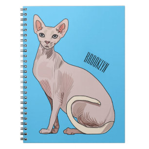 Sphynx cat cartoon illustration  notebook
