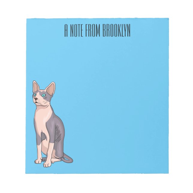 Sphynx cat cartoon illustration notepad (Front)
