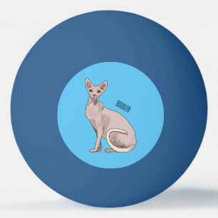 Sphynx cat cartoon illustration ping pong ball