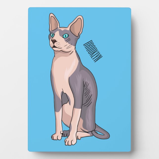 Sphynx cat cartoon illustration  plaque (Front)