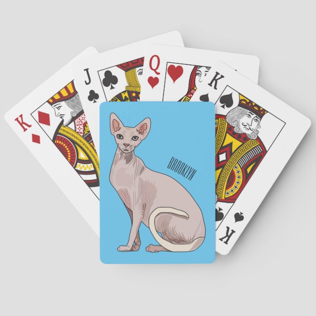 Sphynx cat cartoon illustration  playing cards (Back)
