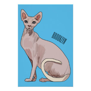 Sphynx cat cartoon illustration  poster