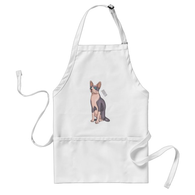 Sphynx cat cartoon illustration standard apron (Front)