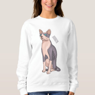 Sphynx cat cartoon illustration sweatshirt