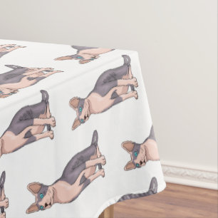 Sphynx cat cartoon illustration tablecloth