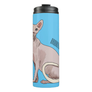 Sphynx cat cartoon illustration  thermal tumbler
