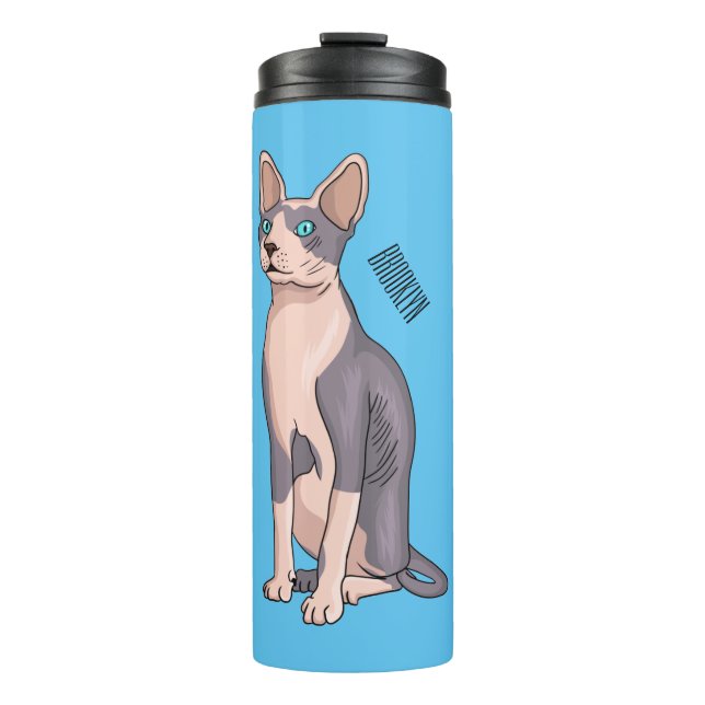 Sphynx cat cartoon illustration thermal tumbler (Front)
