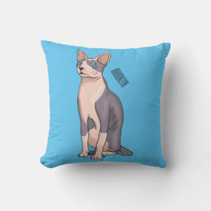 Sphynx cat cartoon illustration throw pillow