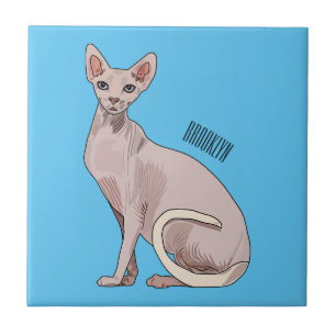 Sphynx cat cartoon illustration tile