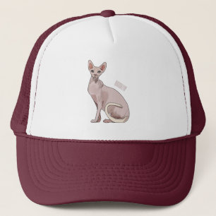Sphynx cat cartoon illustration  trucker hat