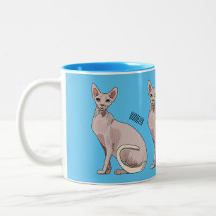 Sphynx cat cartoon illustration  Two-Tone coffee mug