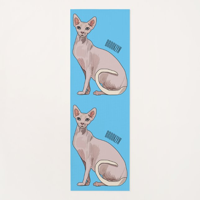 Sphynx cat cartoon illustration  yoga mat (Front)