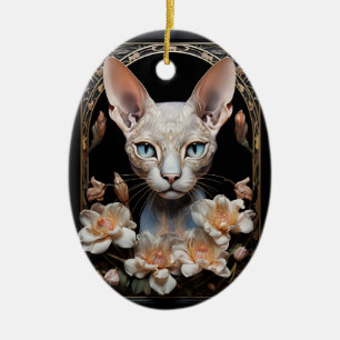 Sphynx cat ceramic ornament
