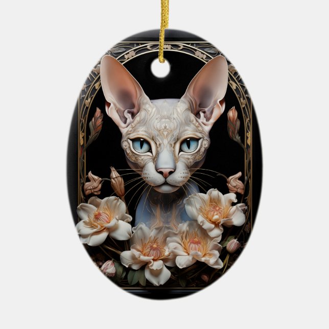 Sphynx cat ceramic ornament (Front)