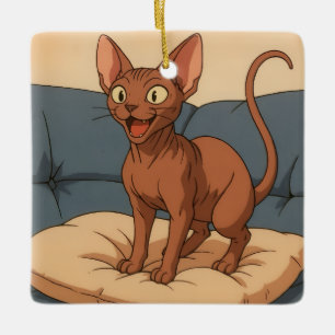 Sphynx Cat Ceramic Ornament