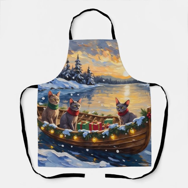 Sphynx Cat Christmas Boat Holiday Apron (Front)