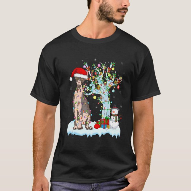 Sphynx Cat Christmas Light Santas Hat Snowman Matc T-Shirt (Front)