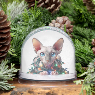 Sphynx Cat Christmas  Snowglobe