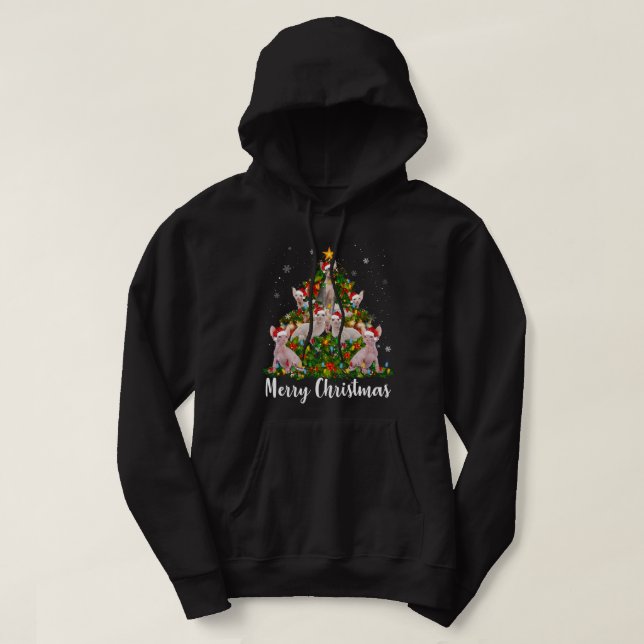 Sphynx Cat Christmas Tree Xmas Cat Lover Hoodie (Design Front)