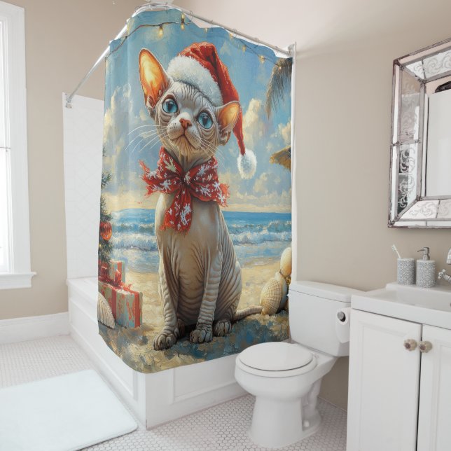 Sphynx Cat Christmas Vintage Beach  (In Situ)