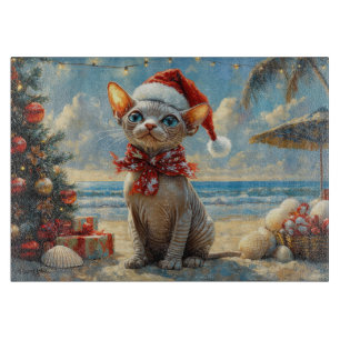 Sphynx Cat Christmas Vintage Beach  Cutting Board