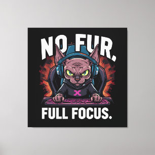 Sphynx Cat Gamer Full Focus Artwork Canvas Print