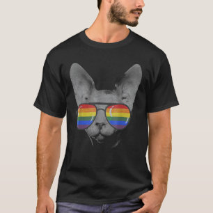 Sphynx Cat Gay Pride Lgbt Sunglasses T-Shirt
