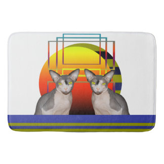 Sphynx cat geometric crazy cat design by Rex Cats Bath Mat