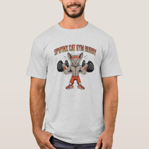 Sphynx Cat Gym Buddy Cartoon Fitness Art T-Shirt