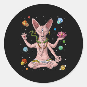 Sphynx Cat Hairless Cat Zen Yoga Meditation Spirit Classic Round Sticker