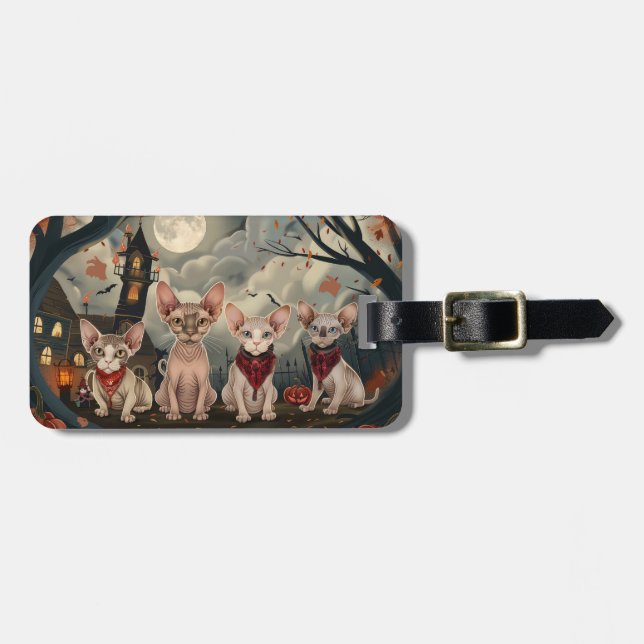 Sphynx Cat Halloween Spooky Luggage Tag (Front Horizontal)