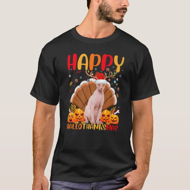 Sphynx Cat  Happy Sphynx Cat Hellothanksmas T-Shirt (Front)