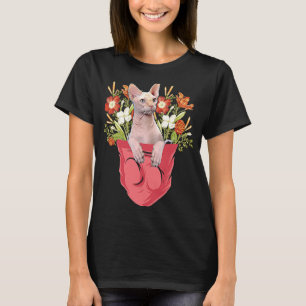 Sphynx Cat In Pocket Floral Matching Family Cat Ow T-Shirt