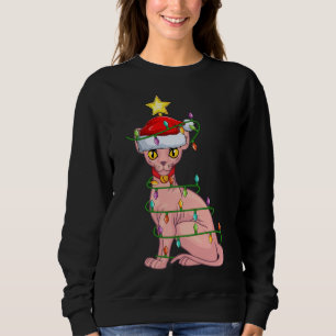 Sphynx Cat Lighting Xmas Tree Matching Sphynx Cat Sweatshirt