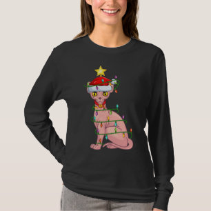 Sphynx Cat Lighting Xmas Tree Matching Sphynx Cat T-Shirt