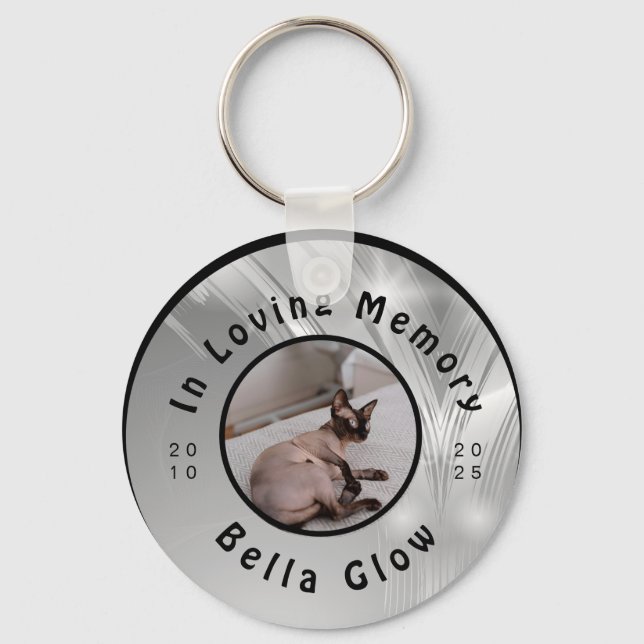 Sphynx Cat Memorial Silver Remembrance Art Keychain (Front)