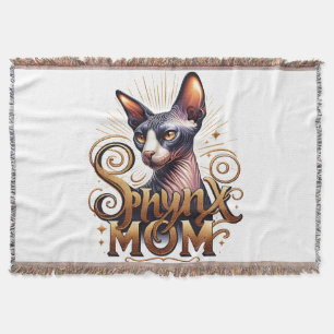 Sphynx Cat Mom Crazy Cat Lady Throw Blanket 