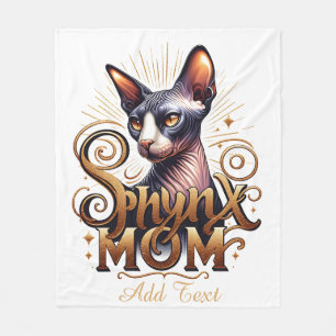 Sphynx Cat Mom Throw Fleece Blanket Crazy Cat Lady