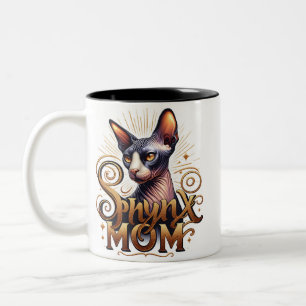  Sphynx Cat Mom  Two-Tone Coffee Mug