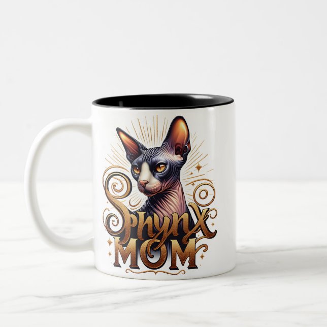  Sphynx Cat Mom  Two-Tone Coffee Mug (Left)