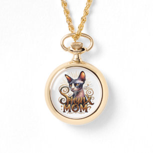Sphynx Cat Mom Watch Necklace