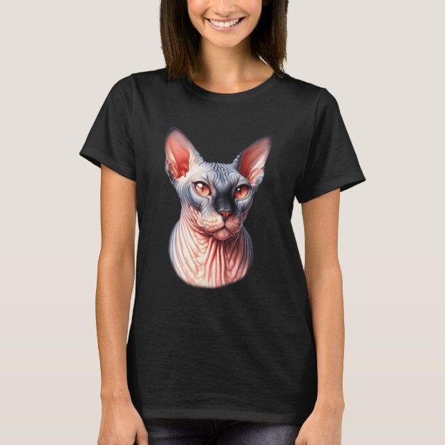 Sphynx Cat Portrait T-Shirt (Front)