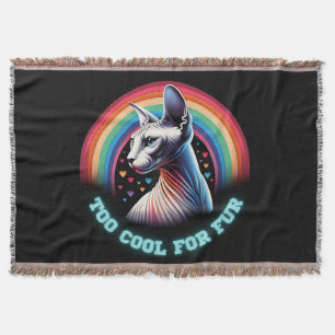 Sphynx Cat Too Cool Funny Black Throw Blanket