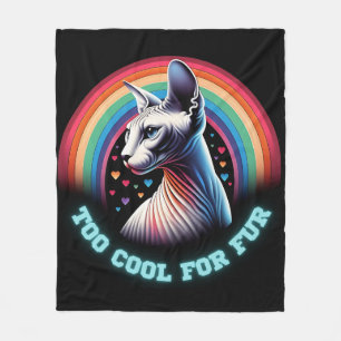  Sphynx Cat Too Cool Rainbow Hearts Funny  Fleece Blanket